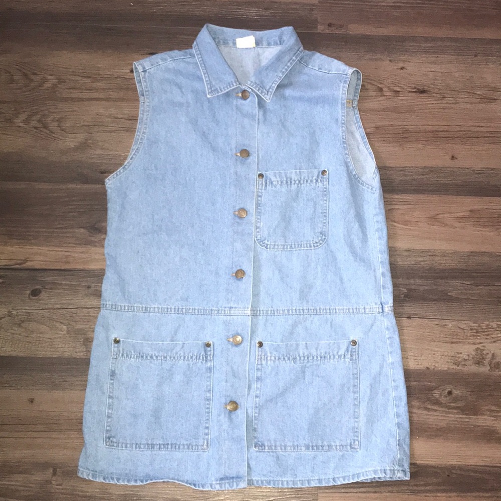 ⭐️90s Vintage blue jean vest or dress - Picture 2 of 13